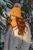 Vivisence Bonnet Femme Et Écharpe Pour L'automne et L'hiver À Pompon Cache-cou Ensemble Classique En Fils Chauds Avec Doublure En Polaire Parfait Pour Les Journées Froides 7014, marron