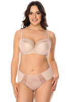 Vivisence Underwired Bra Lace Semi Padded Bra Half-Padded Cups Floral Lace Details Adjustable Straps Side Seam Boning Perfect for Elegant Gift, beige