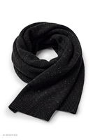 Vivisence Men's Scarf Merino Wool Blend Winter Knit Soft Accessory, black