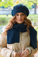 Vivisence Winter Scarf With Decorative Tie For Cold Days 7104, dark blue