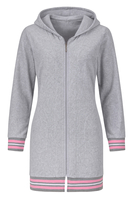 Vivisence Robe Cotton with Zipper Fastening and Cuffed Sleeves 5018, grey-plik