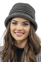 Vivisence Chapeau Femme Hiver Classique En Fil Douillet Pour Un Style Élégant 7045, gris foncé