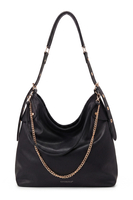 Vivisence Sac bandoulière femme en polyuréthane avec chaîne, noir