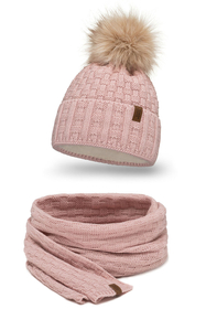 Vivisence Wintermütze mit Bommel Damen Warmes Ideal Für Kalte Wintertage 7015, rosa