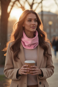 Vivisence Women Winter Snood Scarf Soft Knit Cozy Everyday Warmth For Cold Days, pink