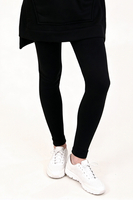 Vivisence Womens Leggings Ribbed Cotton Blend Elastic Waist All Day Comfort, Black