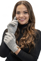 Vivisence Damen Winter Set Bommelmütze Loop Schal Handschuhe Warm Elegant, beige Melange