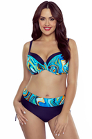 Vivisence Bikinislip Damen Faltbund Schnürung Gemustert Figurbetont 3229M, Blau