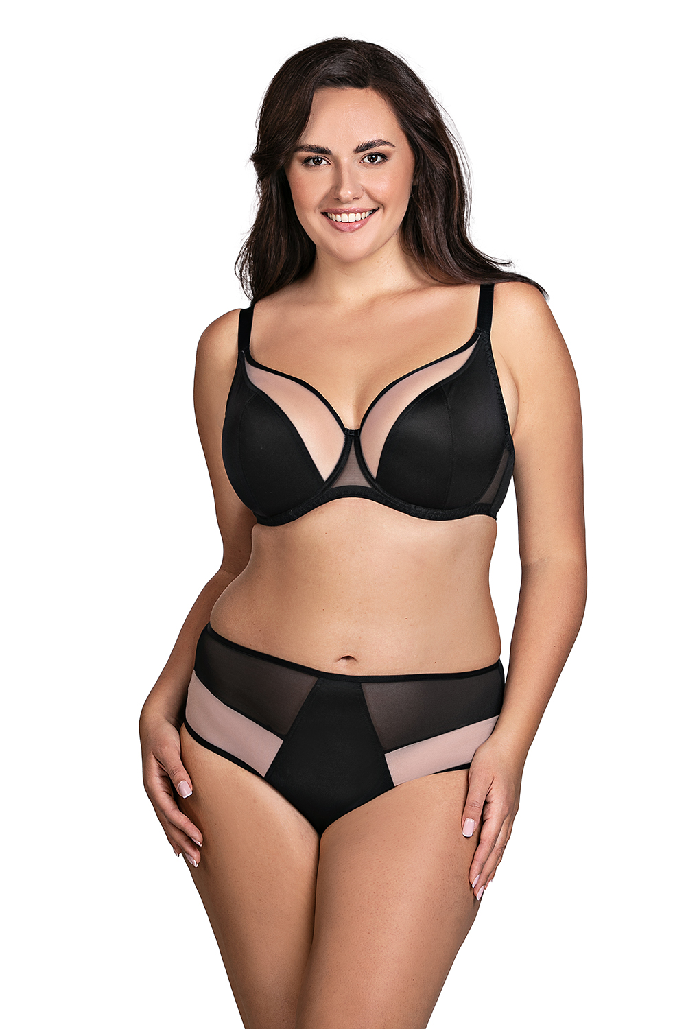 Vivisence Soutien-Gorge Doux et Élégant Bonnet en Maille Bas Lisse Bretelles Réglables Sans Baleines Latérales Maintien Optimal et Confort Quotidien, noir