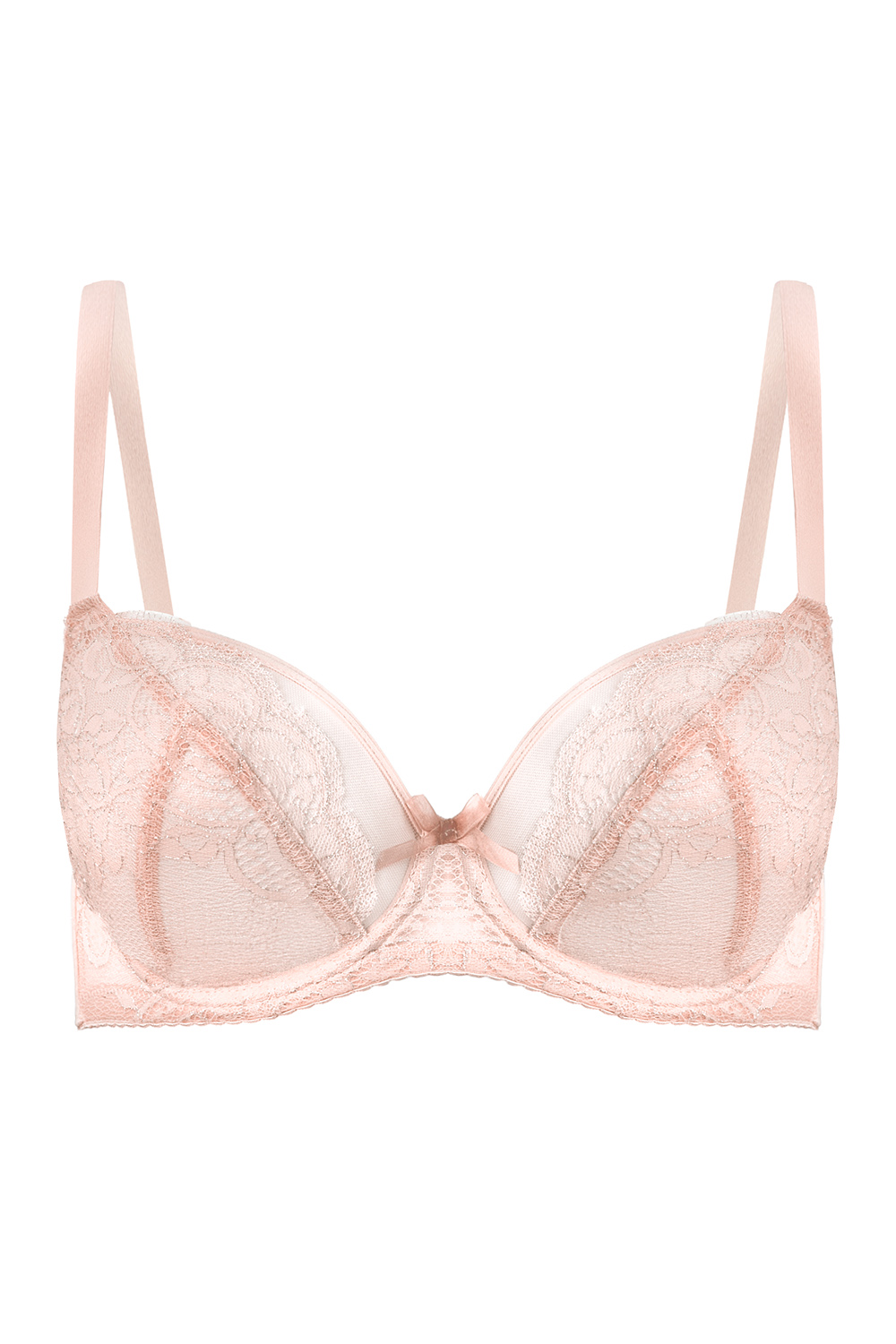 Vivisence Womens Lace Underwire Bra With Soft Cups Adjustable Straps Mesh Details Ideal For Everyday Wear, pink