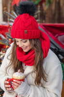 Vivisence Knitted Loop Scarf Double Folded Warm Ideal For Winter 7103, red