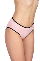 Vivisence Woman Briefs Cotton Midi Bikini Smooth Underwear 4016 5-Pack, black elastic: pink 5-pack