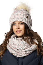 Vivisence Knitted Loop Scarf Double Folded Warm Ideal For Winter 7103, white melange