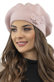 Vivisence Damen Mütze mit Schal Mit Blume Applikation Wärme An Wintertagen 7006, rosa