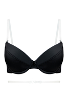 Vivisence Push Up Bra With Invisible Back Strap For Backless Dresses, black