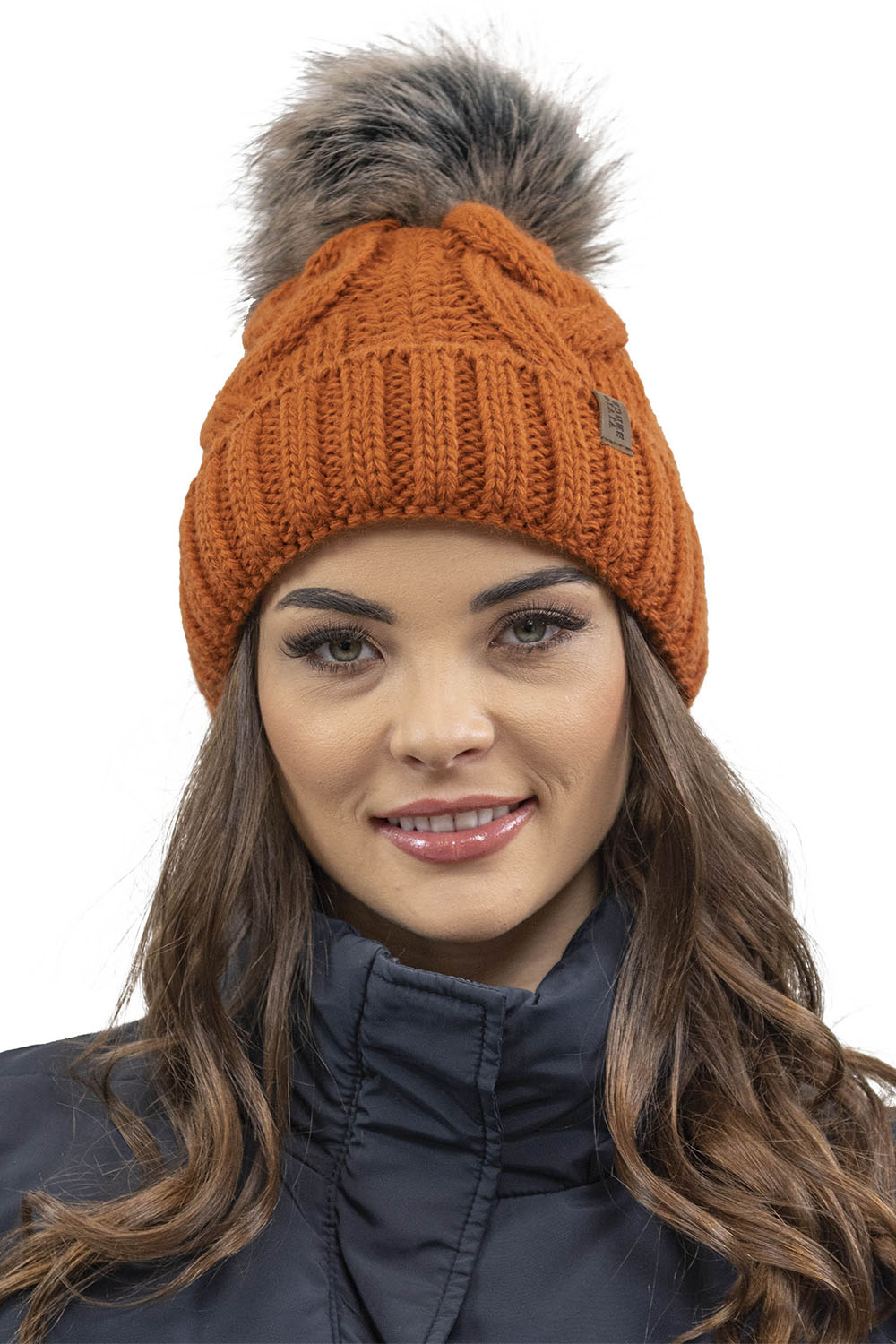 Vivisence Winter Hat With Pom Pom For Women Warm Ideal For Cold Days 7014, orange