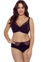 Vivisence Soutien-Gorge Non Rembourré Femme Armatures Maille Élastique Baleines Latérales Bretelles Larges Réglables 1076, noir