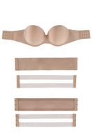 Vivisence Trägerloser BH Damen, Nahtloser Rückenfreier für Abendkleider und Brautkleider, Bandeau BH, Thermisch geformte Cups Silikon Musterlos 1065, Beige