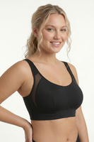 Vivisence Women’s Non Wired Soft Bra, Unpadded Everyday Comfort Bra with Cross Back Adjustable Straps and Supportive Seamed Cups, Black