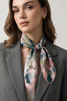 Vivisence Women Silk Neck Scarf Natural Silk Hand Rolled Edges 65x65 cm Gentle on Skin, pink/blue