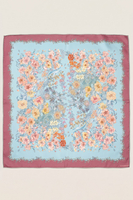 Vivisence Women Silk Scarf Square Design Hand Rolled Edges Versatile Styling, light blue/pink