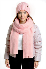 Vivisence Women Winter Scarf Merino Wool Soft Knit Cozy Warmth Everyday Comfort, Pink