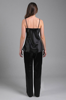 Vivisence Pyjama Ensemble Satin Bretelles Réglables Idéal pour la Nuit 2035, noir