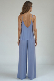 Vivisence Pyjama Set Femme Viscose Bretelles Fines Coupe Ample Confort Nuit 2046, bleu ciel