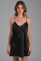 Vivisence Nightdress Satin Adjustable Straps Soft and Pleasant Fabric 2039, black
