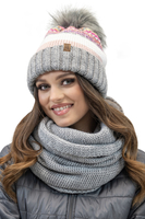 Vivisence Damen Bommelmütze Winter Bommel Wärmendem Garn Antistatischer 7099, Grau