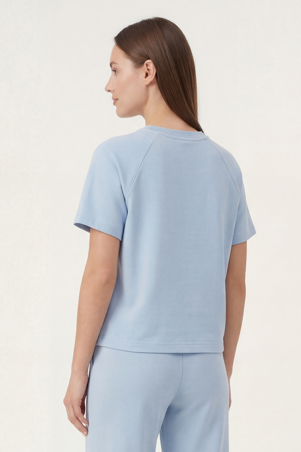 Vivisence Damen T-Shirt Kurzarm Rundhals Elastischer Baumwolle Bequem, himmelblau