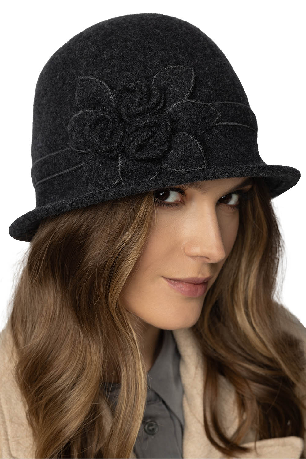 Vivisence Winter Hut Damen aus Schurwolle Herbst Mütze Frauen Perfekter Passform Antistatischer Wirkung Ideal für Kalte Wintertage Modell 7077, Grau