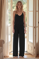 Vivisence Femme Pantalon de Pyjama Tricot Respirant Confort Pour la Nuit 2102, noir