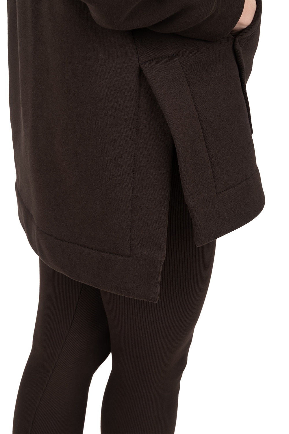 Vivisence Femme Ensemble Legging Et Sweat À Capuche Coton Élasthanne Confort, marron