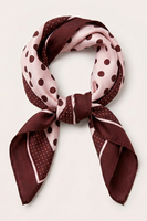 Vivisence Damen Seidentuch Quadratisch Punkte Rollsaum Vielseitig Und Chic, braun/rosa/Punkte