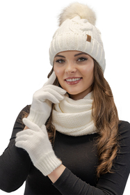 Vivisence Knitted Loop Scarf Double Folded Warm Ideal For Winter 7103, ecru