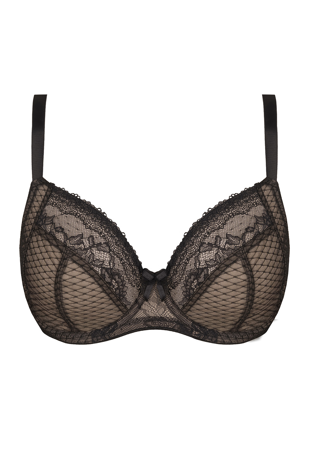 Vivisence Damen Buegel BH Mit Spitze Und Mesh Komfortabler Halt Angenehme Passform Und Feminines Dekollete, Schwarz