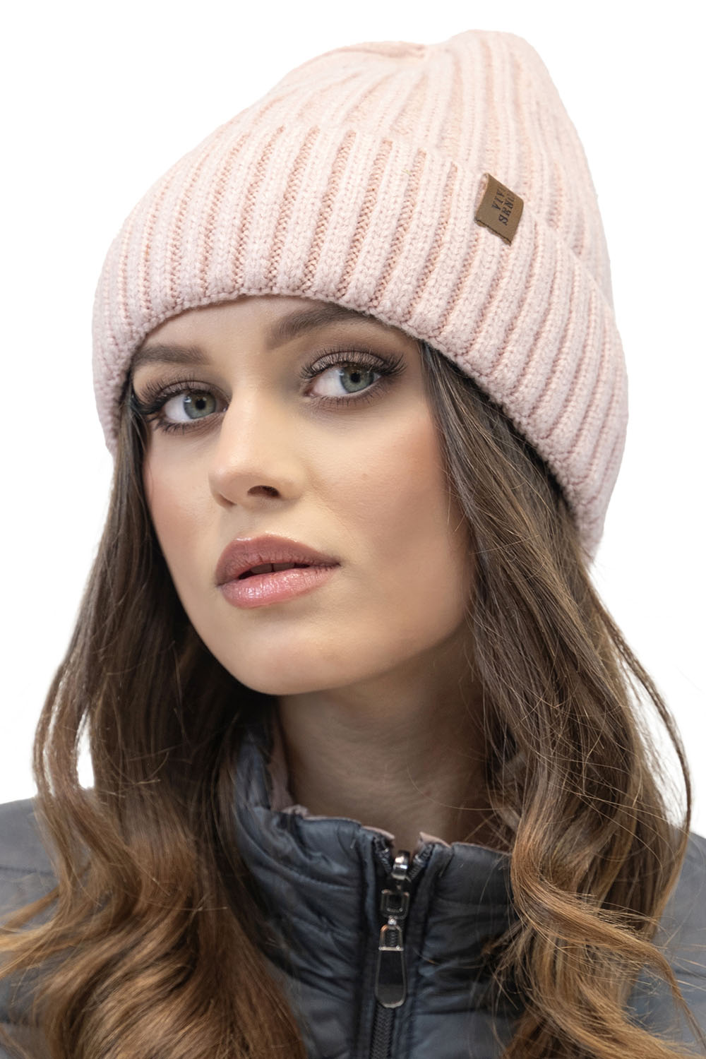 Vivisence Classic Women’s Hat for Autumn and Winter Perfectly Fitted with Turned-Up Hem Made from Warm Ribbed Yarn Lightweight Design Without Fleece Lining, Pink