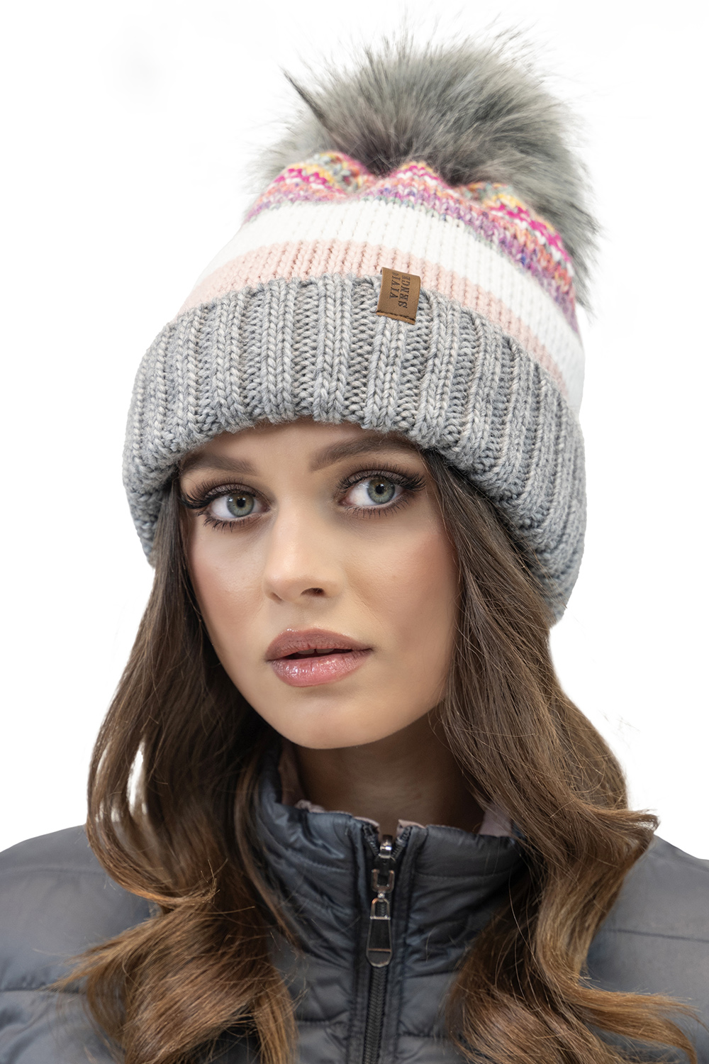 Vivisence Damen Bommelmütze Winter Bommel Wärmendem Garn Antistatischer 7099, Grau