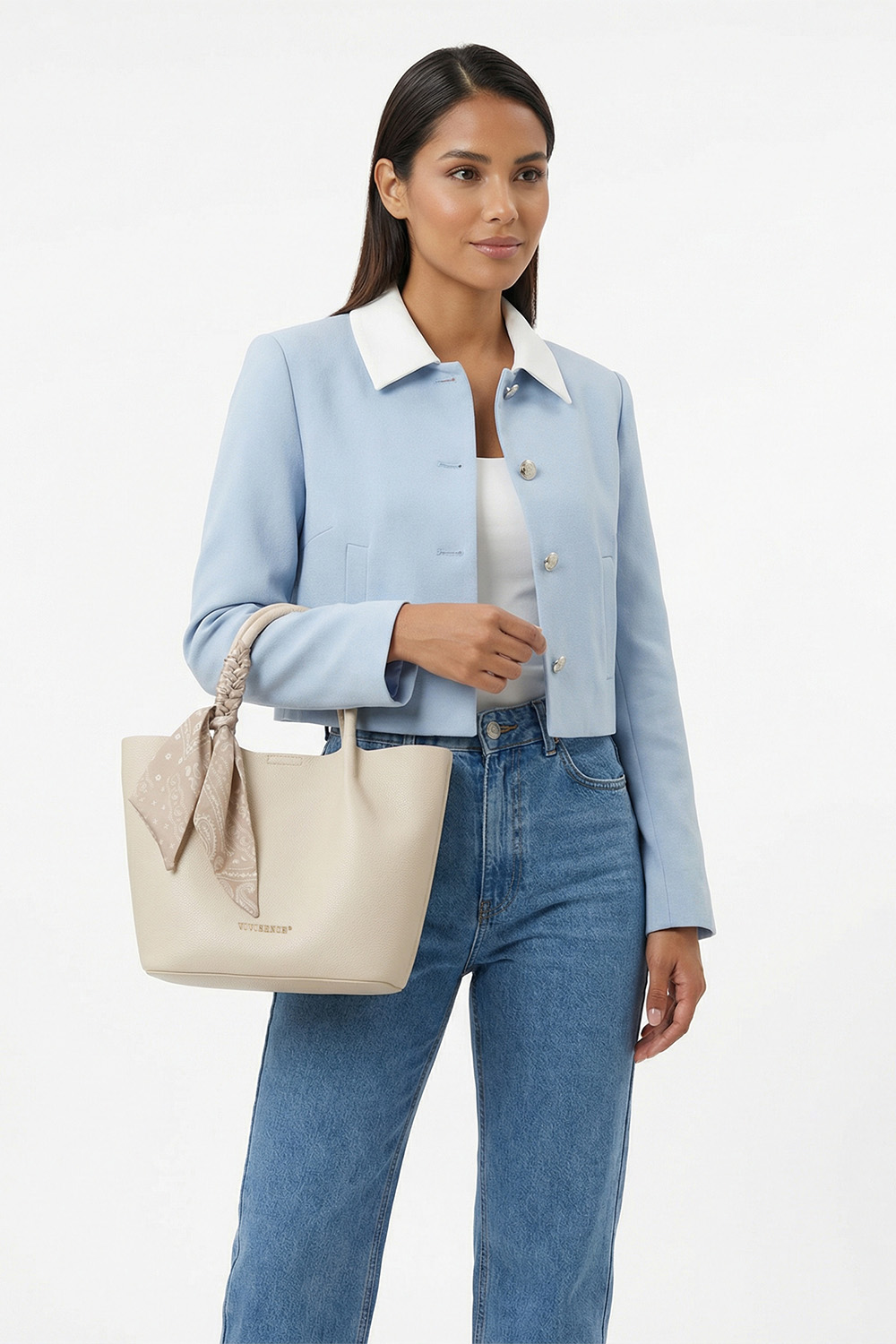 Vivisence Femme Sac À Bandoulière Pochette Cosmetic Amovible pour Tous Les Jours, blanc