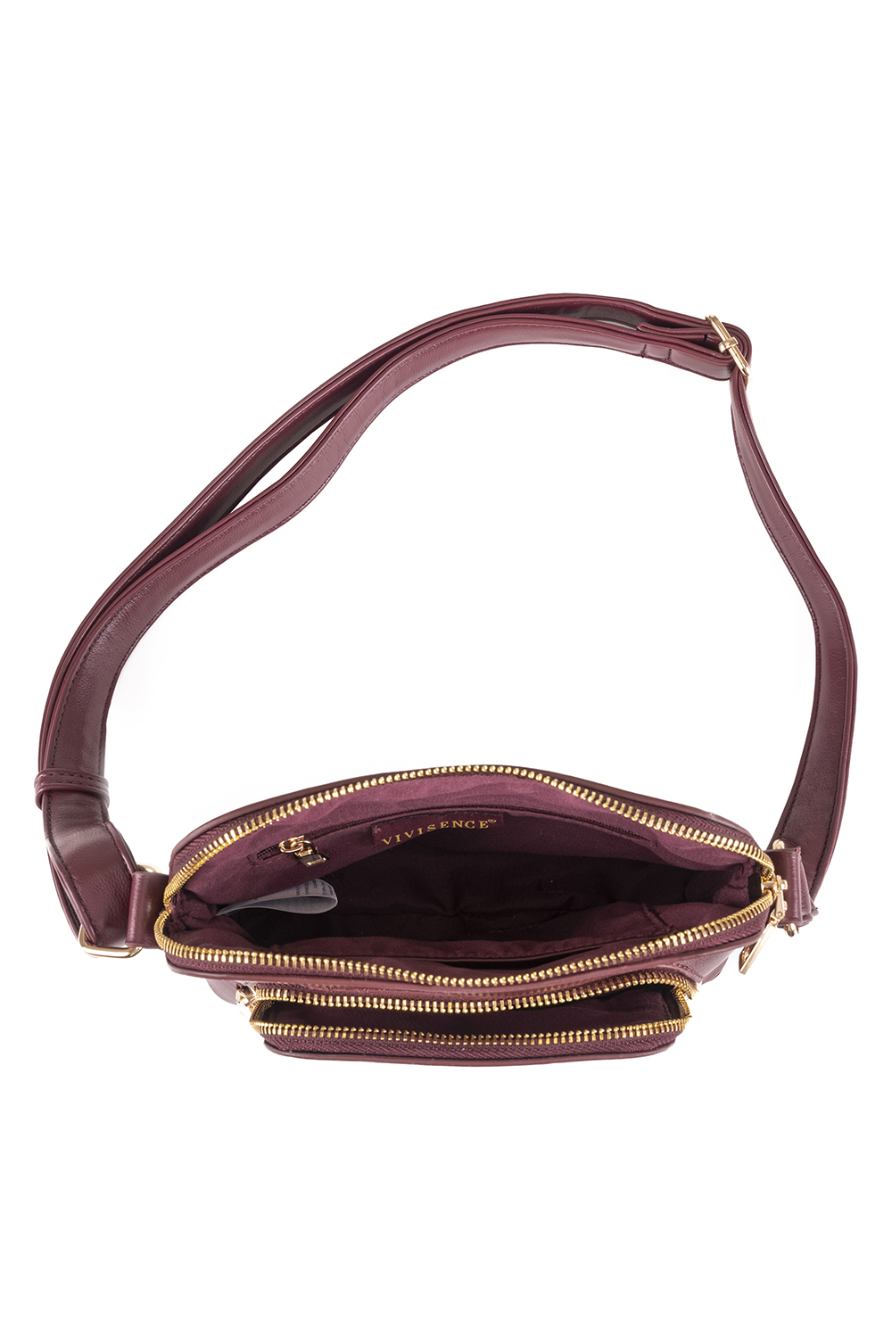 Vivisence Damen Umhängetasche Verstellbarer Schultergurt Vordertasche, weinrot