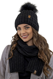 Vivisence Wintermütze mit Bommel Damen Warmes Ideal Für Kalte Wintertage 7015, schwarz