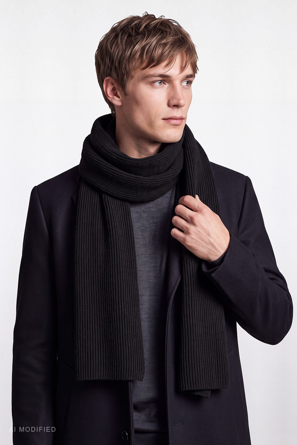 Vivisence ensemble bonnet homme laine, maille côtelée hiver accessoire mode, noir