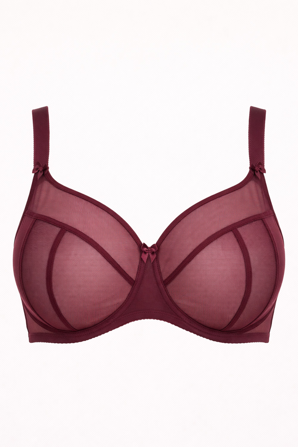 Vivisence Soft Bra Women Underwire Mesh Cups Natural Shape All Day Comfort, maroon