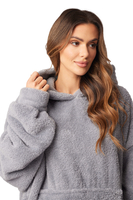 Vivisence Womens Plush Hooded Oversized Robe Cosy Lounge Comfort, grey