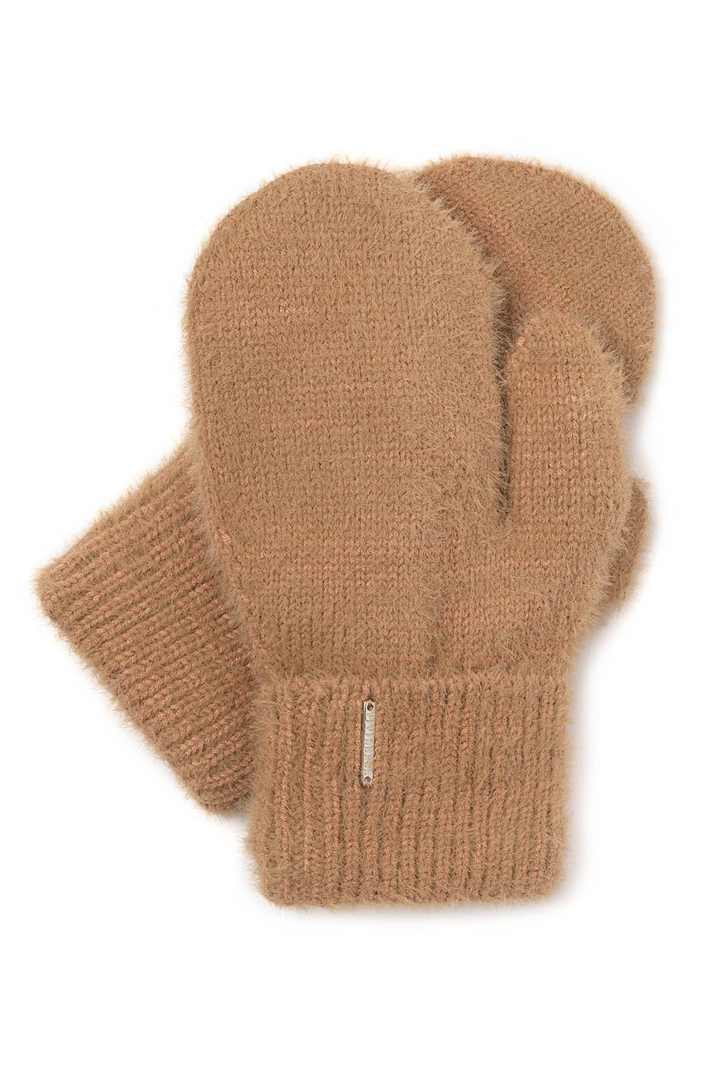 Vivisence Women's Gloves for Winter and Autumn Stylish Fleece Lined One Finger With Turned Up Hem Made From Soft Yarn Perfect For Cold Winter Days 7205, carmel