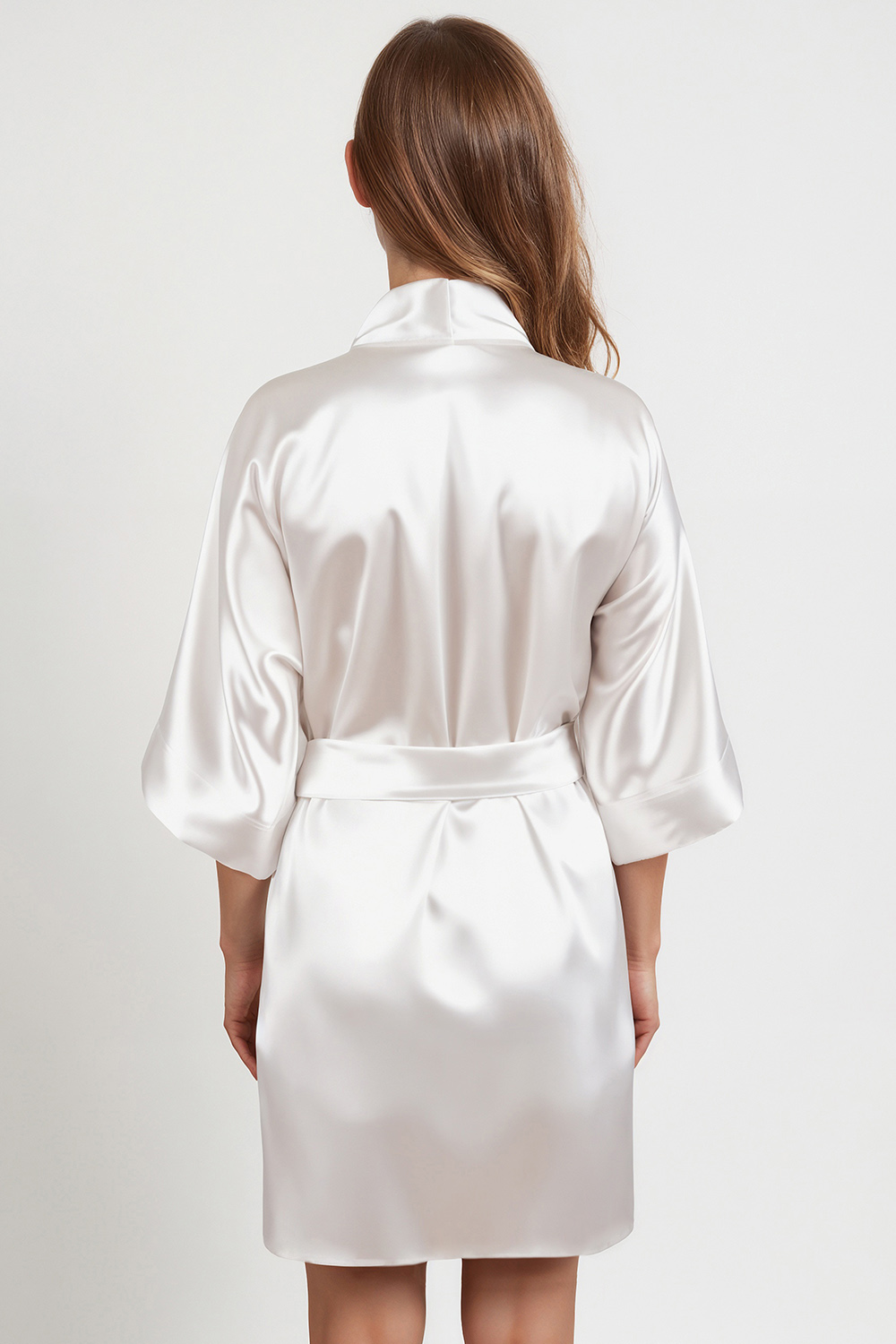 Vivisence Damen Satin Kimono Mit Bindegürtel Für Bequemen Komfort Zuhause, ecru