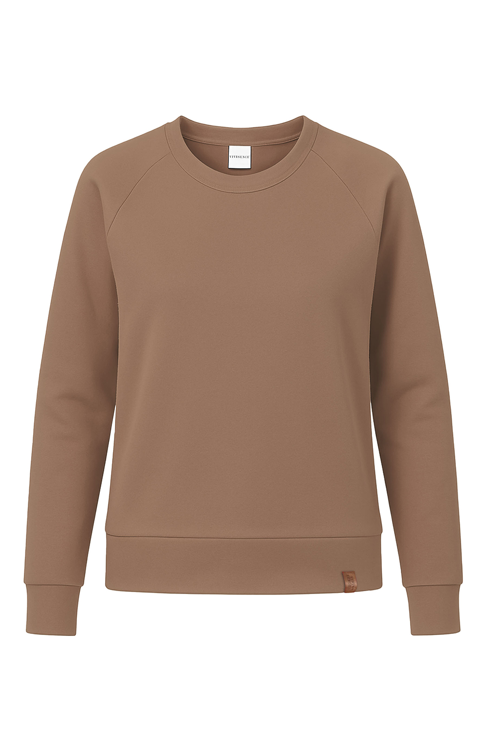 Vivisence Women Crewneck Sweatshirt Soft Knit Pullover Everyday Comfort, beige