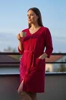 Vivisence Femme Robe de Chambre Coton Fermeture Éclair Confort à la Maison 5011, rubis