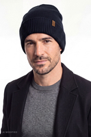 Vivisence Herren Mütze Merinowolle klassisch Beanie Winter, dunkelblau